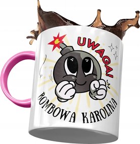 Rózsaszín Bögre Karolina Barátnőnek Ajándék Nyomtatott Fotóval