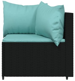 vidaXL 2 db fekete polyrattan kerti sarokkanapé párnákkal