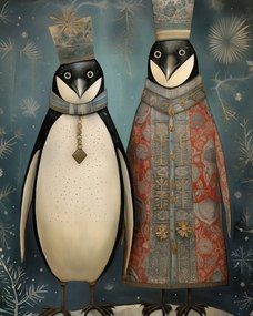 Poszter 40x50cm Királypingvinek