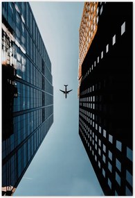 Poszterek 135x200 Repülőgép az épületek között