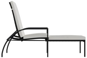 2 db fekete polyrattan napozóágy lábtartóval
