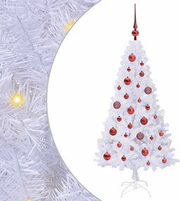 vidaXL Mű karácsonyfa 150 LED-del állvánnyal Fehér 120 cm PVC és Acél