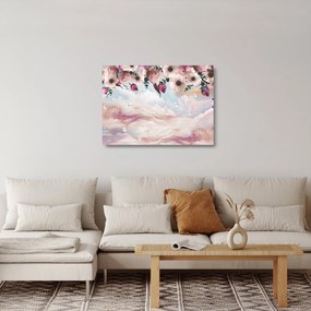Rózsaszín virágokképe rózsaszín márvánnyal (üvegen) (70x50 cm)