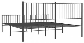 fekete fém ágykeret fej- és lábtámlával 200 x 200 cm