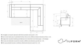 Sötétszürke bársony kinyitható sarokkanapé (bal oldali) Lofty Lilly – Miuform