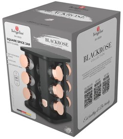13 részes négyzet alakú fűszertartó állvány fekete rose gold