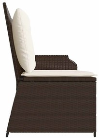 Barna polyrattan dönthető kerti pad párnával
