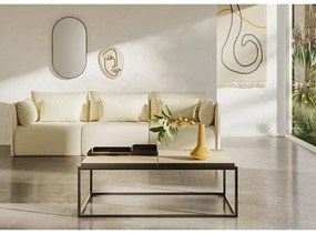 Fekete-natúr színű dohányzóasztal tölgyfa dekoros asztallappal 75x120 cm Douro – TemaHome