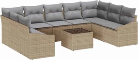 vidaXL Kanapé Szett párnával 10 pcs Bézs polirattan