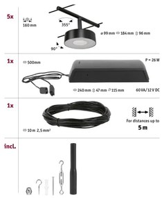 Paulmann 94479 - 5x5W LED CIRCLE spotlámpa 230V fekete készlet