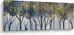 Kép egy szarvasról az erdőben (órával) (90x30 cm)