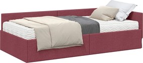 vidaXL Sarok Ágykeret Matraccal Egyéb fejtámlával 2 pcs Piros szövet