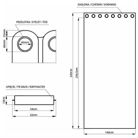 Krémszínű sötétítő függöny 140x245 cm Eyelets – Restilo