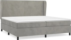vidaXL világosszürke bársony rugós ágy matraccal 200x200 cm