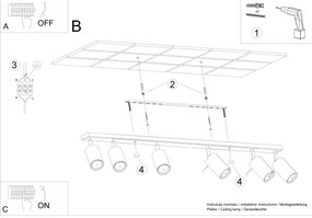 Sollux SL.1511 - Spotlámpa RING 6xGU10/10W/230V piros