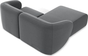 Szürke bársony sarokkanapé (bal oldali-heverő résszel) Lani – Makamii