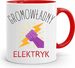 Piros Bögre Villanyszerelőnek Villanyszerelő Nyomtatott Fényképpel