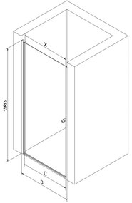 Mexen Pretoria, nyitható zuhanyajtó 70 x 190 cm, 6 mm átlátszó üveg, króm profil, 852-070-000-01-00-D