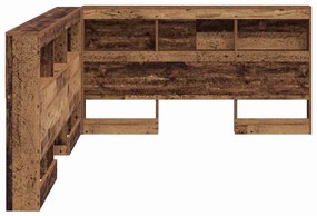 Tároló fejtámla polcokkal fejtámlával Régi fa 150 cm Faanyag