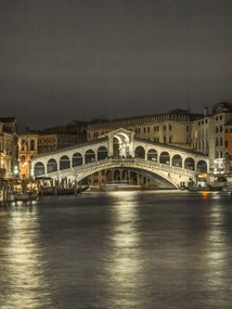 Poszter 30x40cm Nagy csatorna és Rialto híd éjszaka, Assaf Frank