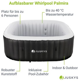 Palmira felfújható pezsgőfürdő LED világítással szögletes fekete/fehér