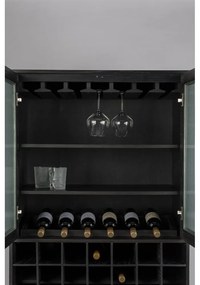 Fekete tölgyfa bortartó szekrény, palackok száma 20, 89x181 cm Travis – Zuiver