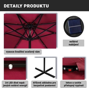 STILISTA Kerti  napernyő LED fogantyúval 350 cm bézs