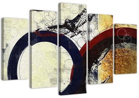 Gario Vászonkép Sötét karikák - 5 részes Méret: 100 x 70 cm