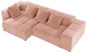 Rózsaszín bársony sarokkanapé (variálható) Rome Velvet - Cosmopolitan Design