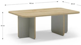 Világoszöld-natúr színű dohányzóasztal tölgyfa dekoros asztallappal 56x100 cm Hillary – Marckeric