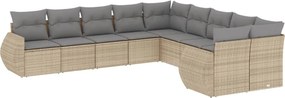 vidaXL 10 részes bézs polyrattan kerti ülőgarnitúra párnával