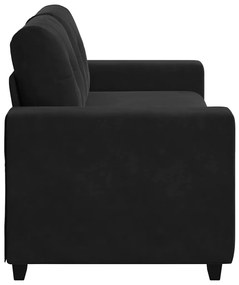 fekete bársony loveseat kanapé 140 cm