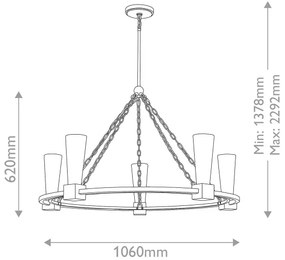 Elstead KRISTY5-DG-OPAL - KRISTY rúdon függő csillár 5xE27/40W/230V rézszínű