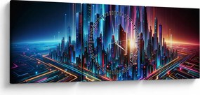 Kép - A jövő városa (órával) (90x30 cm)