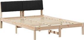 vidaXL Ágykeret fejtámlával Barna és fekete 135 x 190 cm Tömör fenyőfa