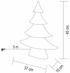 LED karácsonyi dekoráció 160xLED/230V, 45 cm magas karácsonyfa, meleg fehér