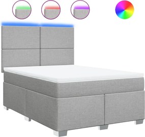 vidaXL világosszürke szövet rugós ágy matraccal 160 x 200 cm