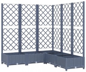 sötétszürke PP rácsos kerti ültetőláda 120 x 120 x 121,5 cm