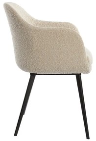 Krémszínű kárpitozott karfás étkezőfotel Leone – Light &amp; Living