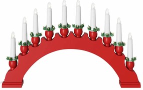 Karácsonyi gyertyatartó ív 10 LED gyertyával Piros