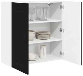 Fali konyhaszekrény polcokkal Fekete 80 x 31 x 80 cm Faanyag