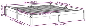 tömör fenyőfa extra hosszú ágykeret matrac nélkül 180 x 220 cm