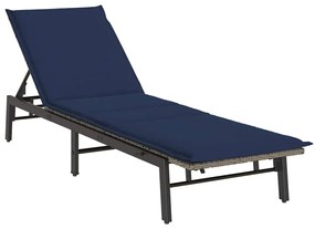 Szürke polyrattan napozóágy párnával
