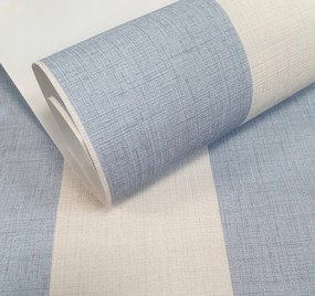 Vinyl tapéta mosható bézs-kék csíkos 53 cm