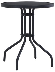 vidaXL fekete acél és üveg kerti asztal 60 cm