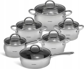 Acél Edények Edénykészlet 12 db-os Edenberg 4052 Indukciós Gáz