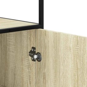 Highboard sonoma tölgy 68x35x139 cm gépelt fa és fém