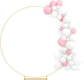 Outsunny Kerek Fém Kerti Ív Rózsákhoz, Esküvői Ív Porfestett, Időjárásálló Felülettel, Mászó Növények Díszítéséhez, Terasz 230x28x234 cm Arany | Aosom