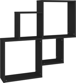 vidaXL fekete szerelt fa szögletes fali polc 80 x 15 x 78,5 cm