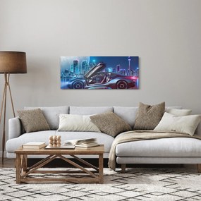 Versenyautó éjjel képe (120x50 cm)